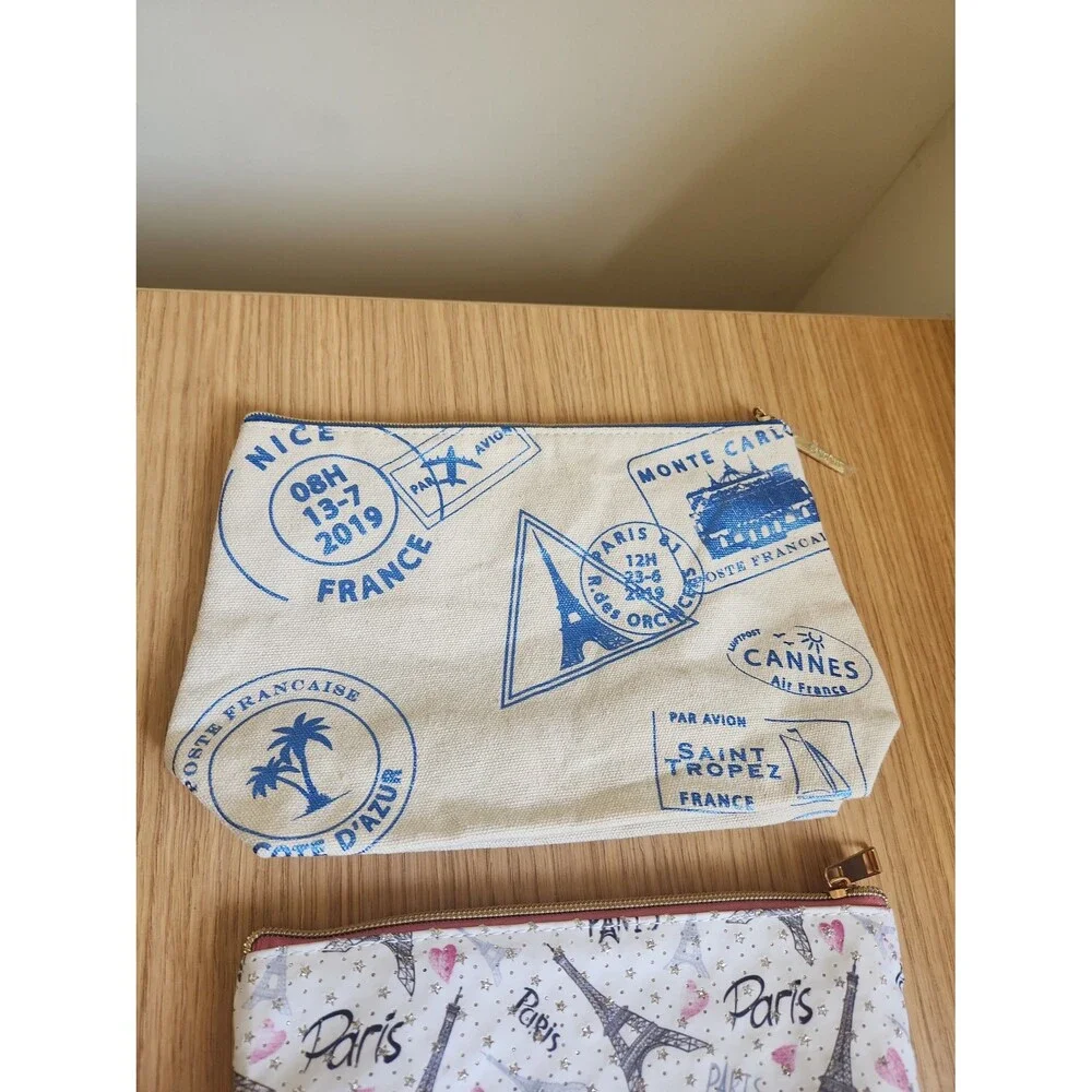 Set of Three Paris-Themed Cosmetic Bags